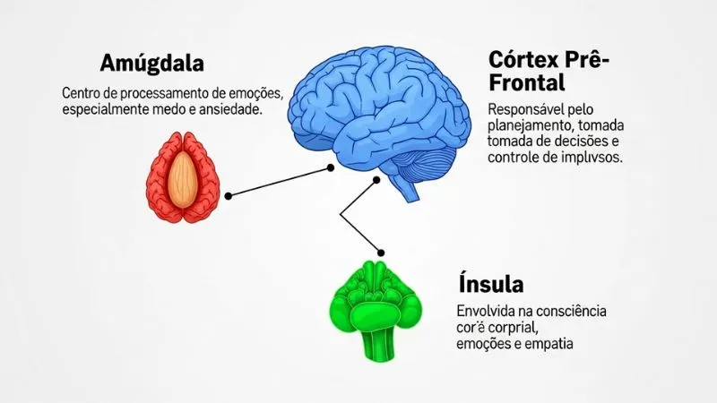 infográfico cerebro amigdala cortex pre frontal